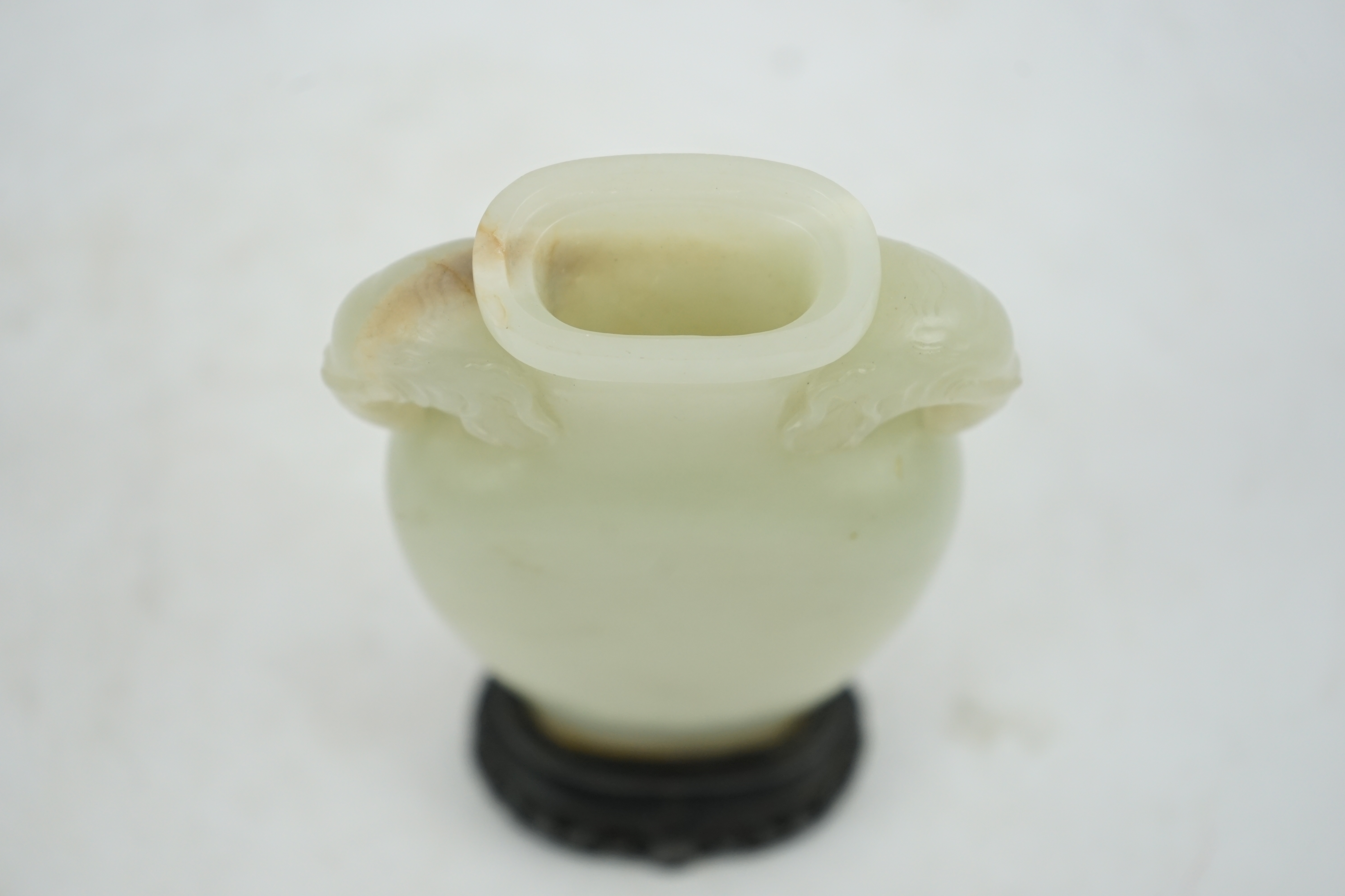 A Chinese pale celadon jade flask-form vase and cover, Qianlong/Jiaqing period, c.1780-1820